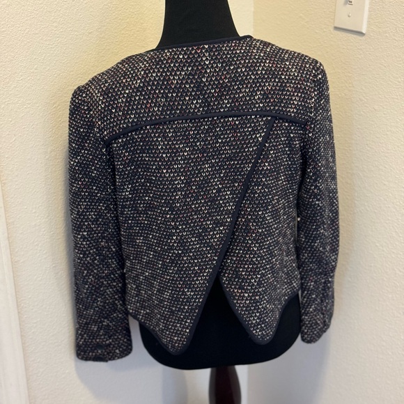 Derek Lam 10 Crosby 8 Navy Red Cardigan Jacket Cotton Tweed Size 2 - Picture 9 of 11